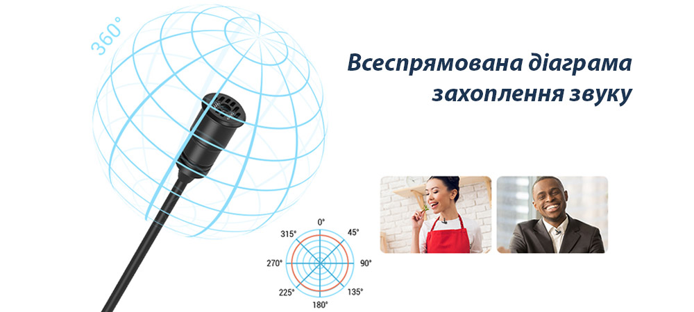 Петличный микрофон Simorr Wave L1 3.5mm Lavalier Microphone фото в опис 1