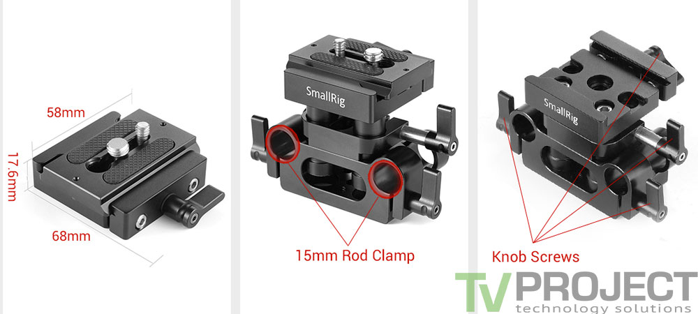 Базовая площадка SmallRig Universal 15mm Rail Support System Baseplate фото в описание 2 